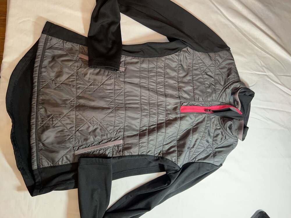 LOLE Black 1/4 Zip Track Jacket Stretch Thumb Holes Back Zip Pocket Size M